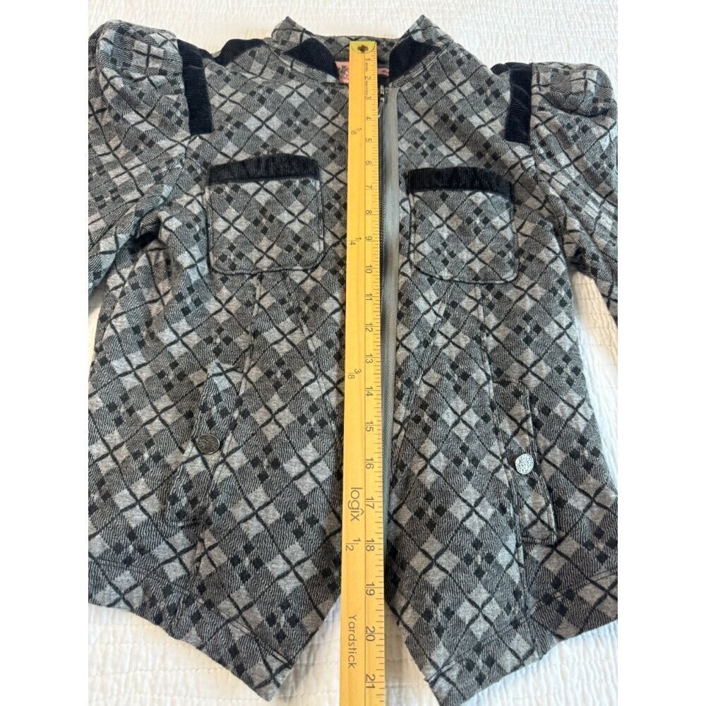 Juicy Couture Grey Puff Sleeve Full Zip Jacket SZ M Pockets Y2K 2000s - Picture 5 of 11